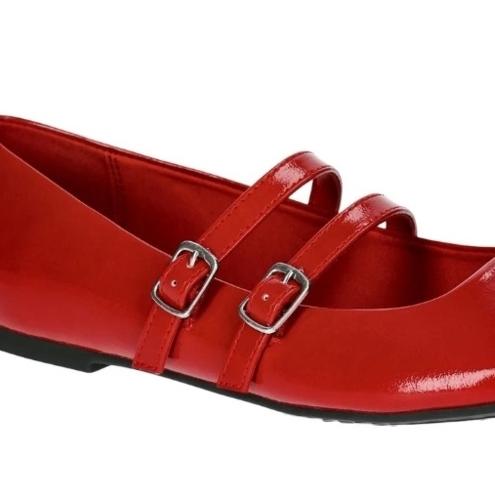 No Boundaries Red Flats with Double Straps